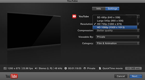 Youtube-Export-Settings