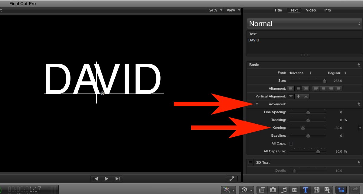FCPX kerning GUI