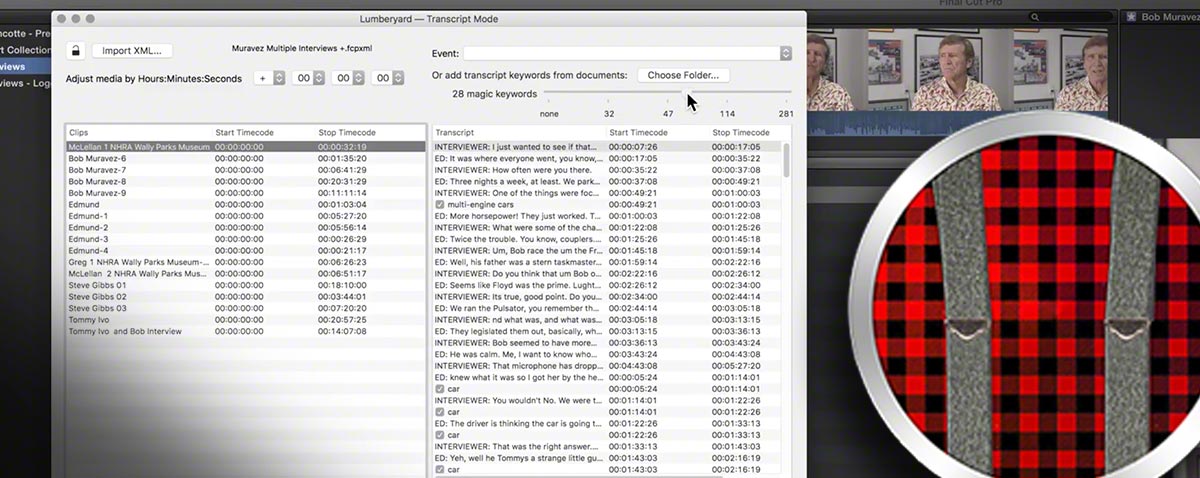 Lumberjack magic keywords fcpx
