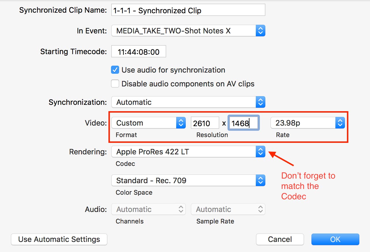 FCPX 3 Manual sync marked