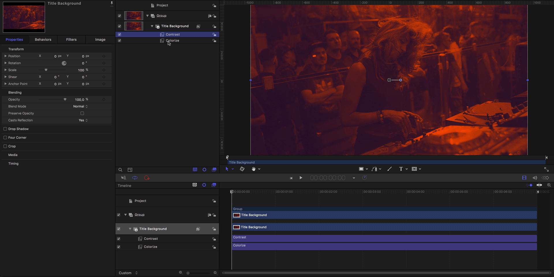 5. Animate the effects using the Mix parameters