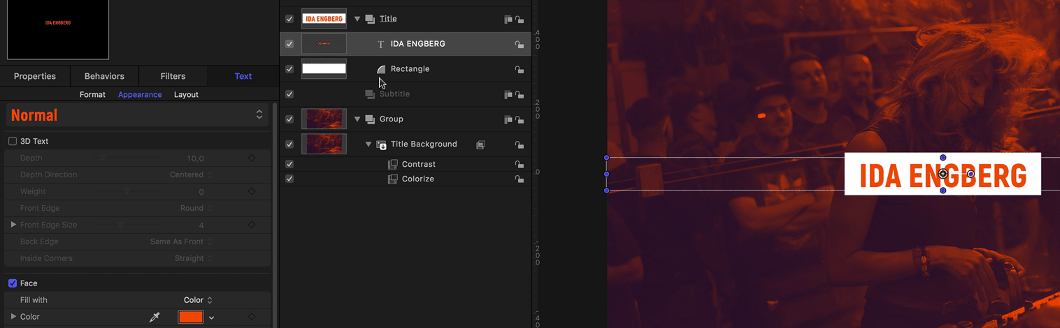 4. Add an image mask to the rectangle and use the title as a mask