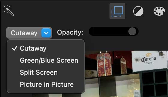 imovie cutaway options